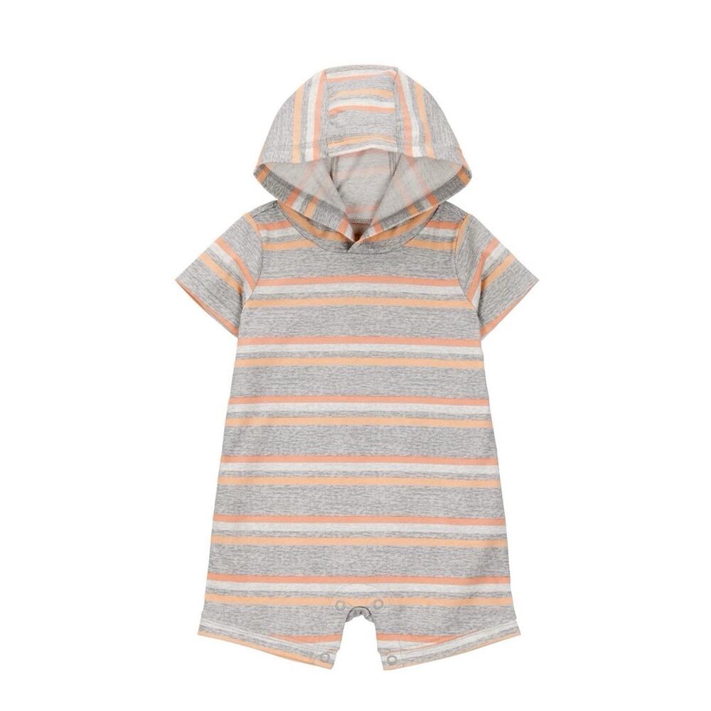 Carter's Baby Boy Romper Sunsuit Gray Orange Strips Size 6M